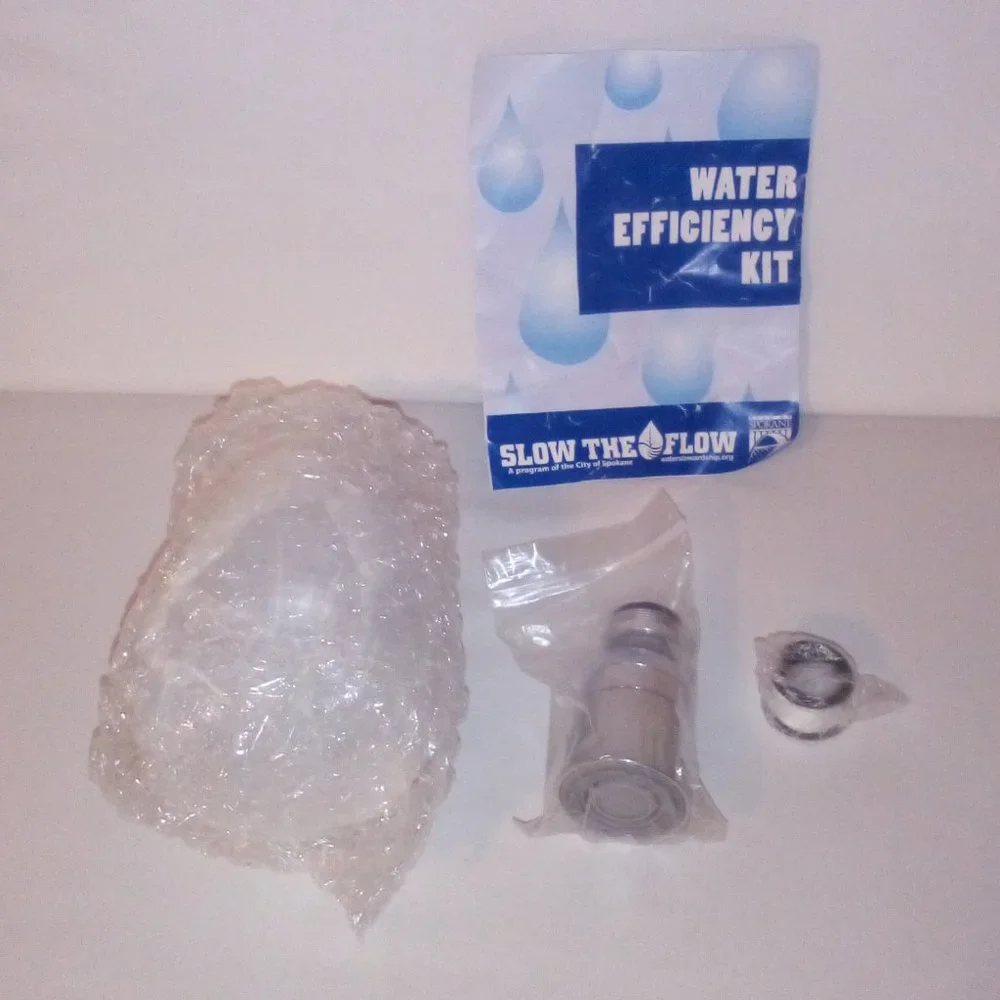Showerhead, Dual Spray Kitchen Aerator and Plumber's Tape: Water Efficiency Kit